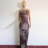 Women Spring Sleeveless Leopard Print Strapless Camisole Dress Summer Casual Slim Ankle-Length Backless High Waist Slit Pencil Dresses S-XL