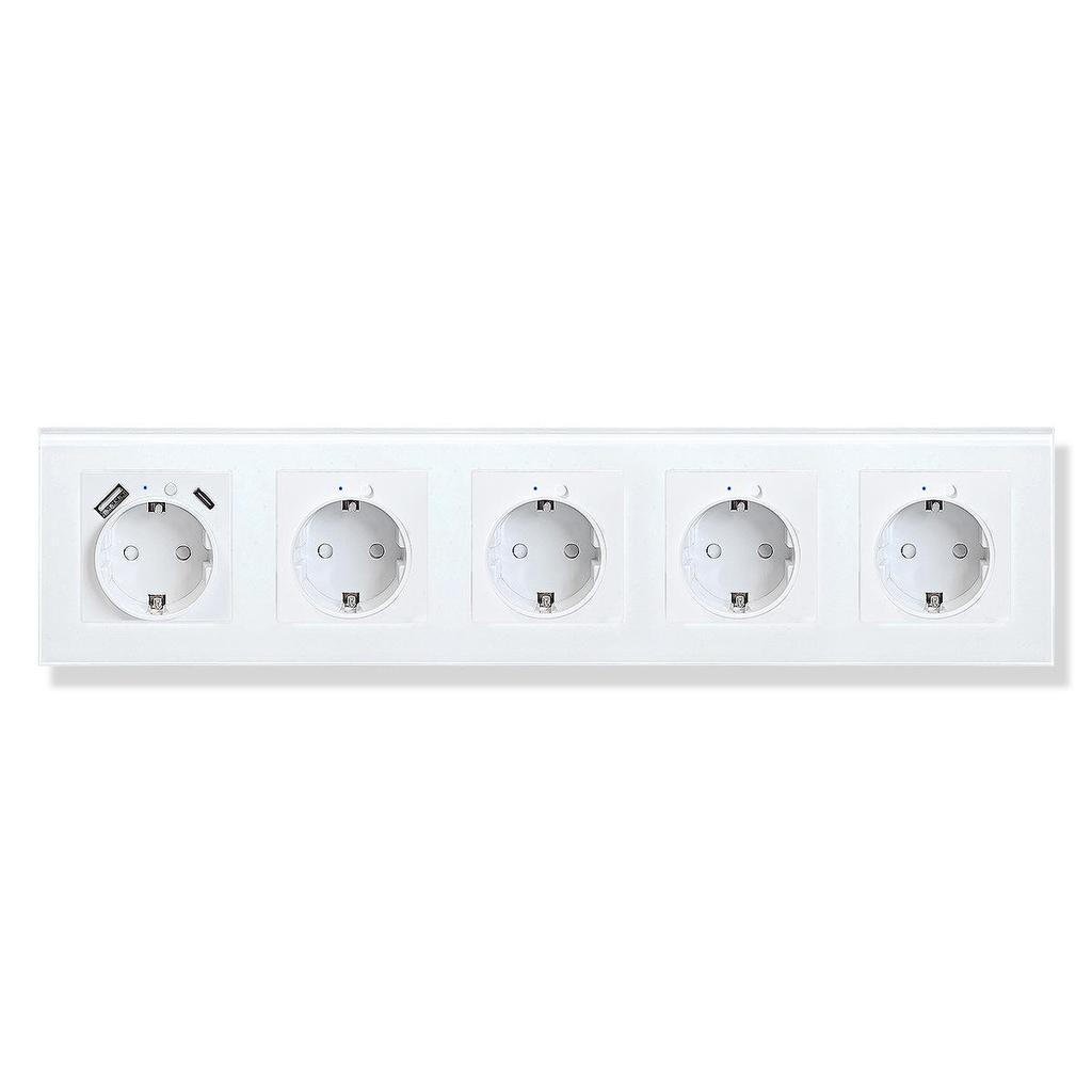 Model 153 Smart WiFi Wall Socket with Tempered Glass Panel - Alice Voice App Compatible