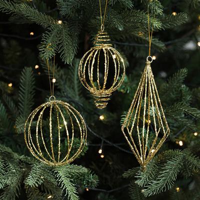 1PC Ev Altın İçi Boş Metal Kolye Ağaç Asılı Kolye Ev Dekoru Noel Ağacı Noel