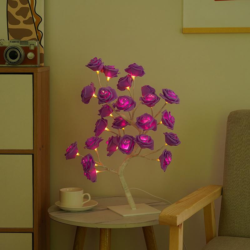 Table Lamp Lights Rose Flower Tree Usb Night Lights Home Decoration Parties Xmas Christmas Wedding Bedroom Decor Rose Lamp