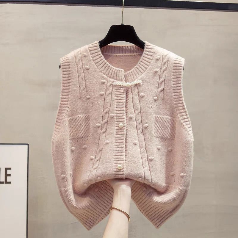 Designer-style Small Knitted Vest Women's Autumn and Winter Chinese National Style Sleeveless Vest Waistcoat Cardigan Coat