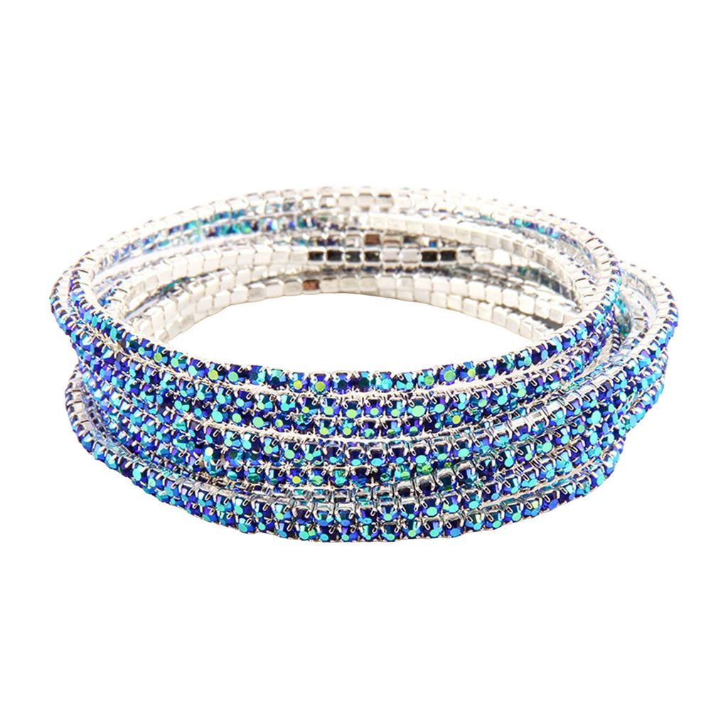 Fashionable Colorful Gemstones Bracelet Crystal Beaded Wristchain Elastic Rhinestones Handchain Accessory for Party