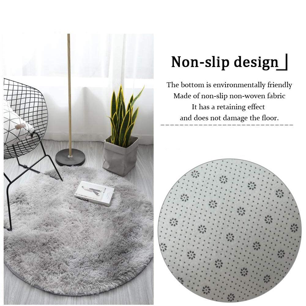 Round Carpet For Living Room Room Fluffy Thick Bed Space Carpets Plush Soft Texture Anti -Slip Circle Floor Rugs Tie Dyeing Velvet Mat