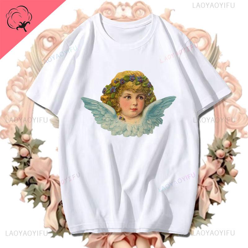 Fashion Fiorucci Baby Angel Graphic Tshirt Summer Classic Aesthetic T Shirt Unisex Unisex Kawaii Clothes Creative Couple Short Sleev Unisex