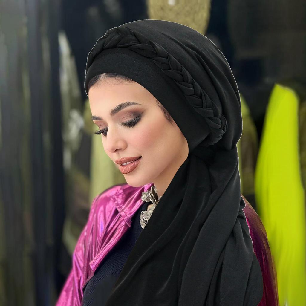 Jednokolorowe muzułmańskie hidżaby Damska chusta na głowę Turban Kapelusz Warkoczowy design Nakrycie głowy Modny dodatek Damska opaska na włosy Czapka