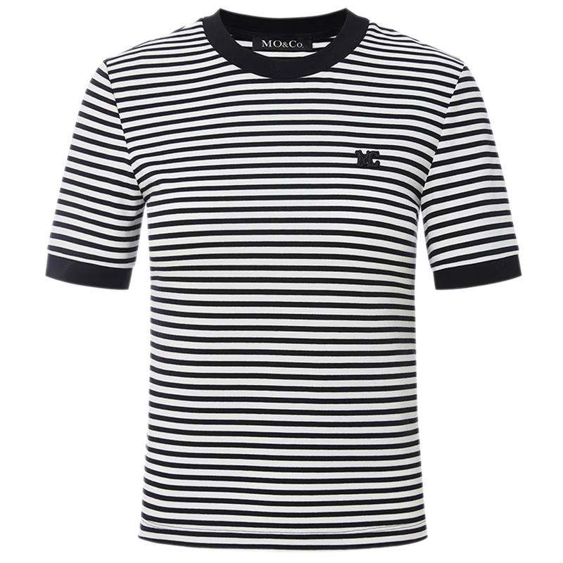 

MO&Co. MC Embroidery Striped Short Sleeve T-Shirt L 170