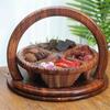 Blue Wooden Geometric Fruit Basket: Walnut Wood, Pakistani Dried Fruit, Free Shipping - Chinese Style