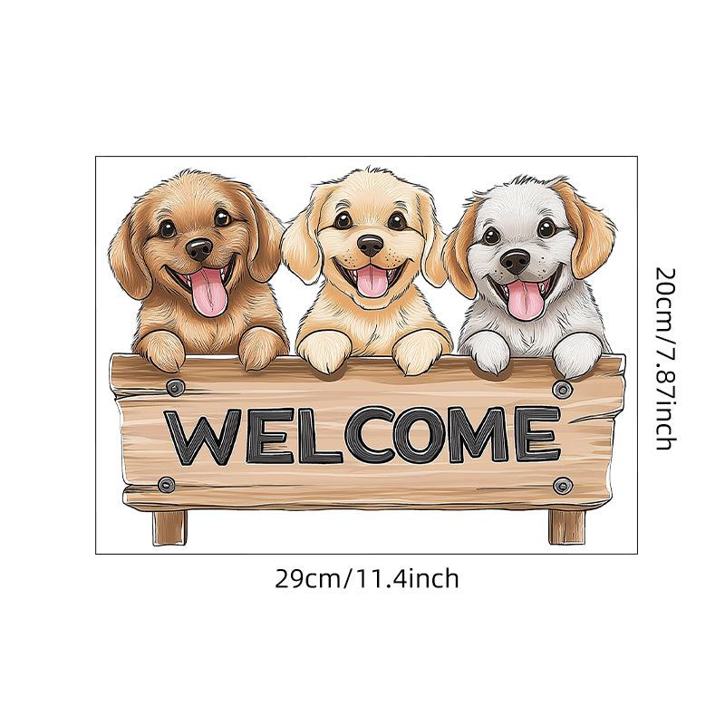 Adorable Puppy Welcome Door Sticker - Home Decoration