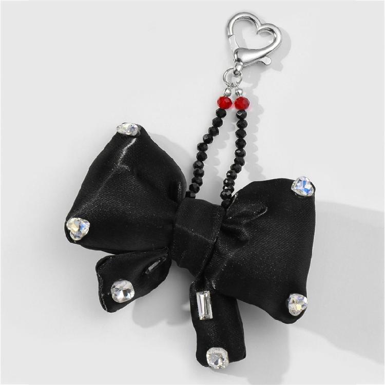 Adorable Rhinestones Bows Keyring Bag Decoration Fabric Multifunctional Keychain Portable Daily Essential