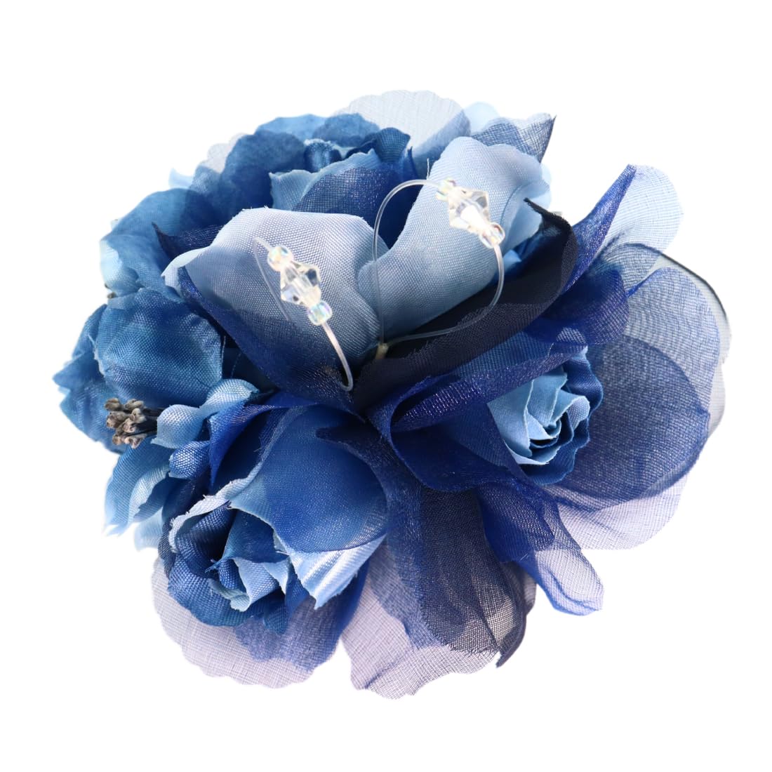 

Handmade Rose Corsage Brooch Clip Pin Formal Elegant [Crane s Collection] Three-Flower 2-Way (Navy)