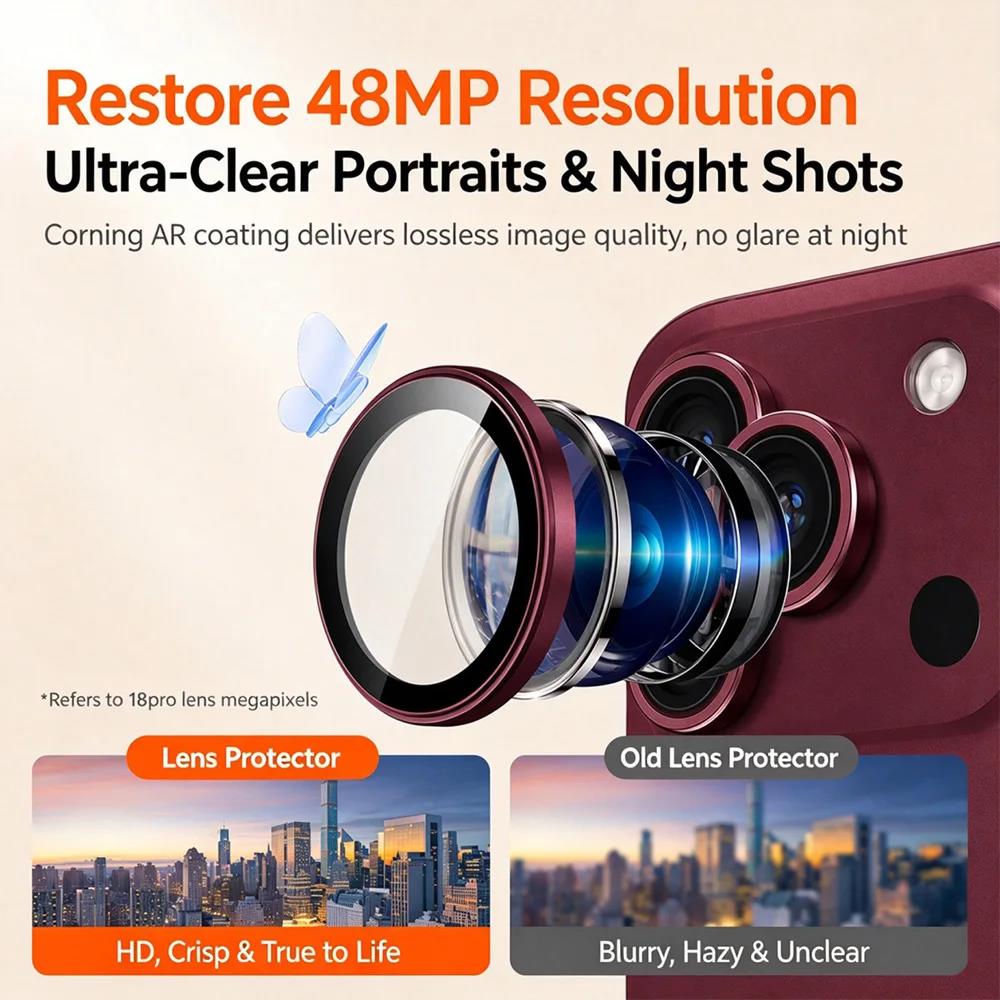 Metal Alloy Ring HD Clear Tempered Glass Camera Protectors for IPhone Duo Ultra 18 Fold 17 16 15 14 Pro Max Lens Film Full Cover 4