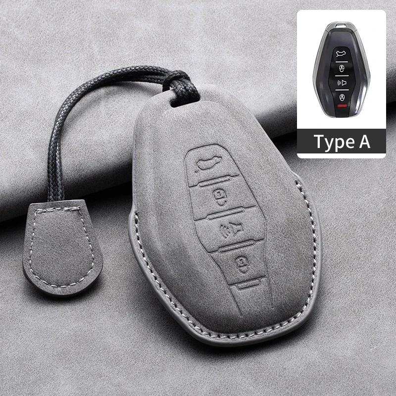 Étui de Protection en Cuir pour Clé de Voiture à 4 Boutons pour Chery Jetour Traveller 2024 2023 Coque de Clé Auto Porte-Clés