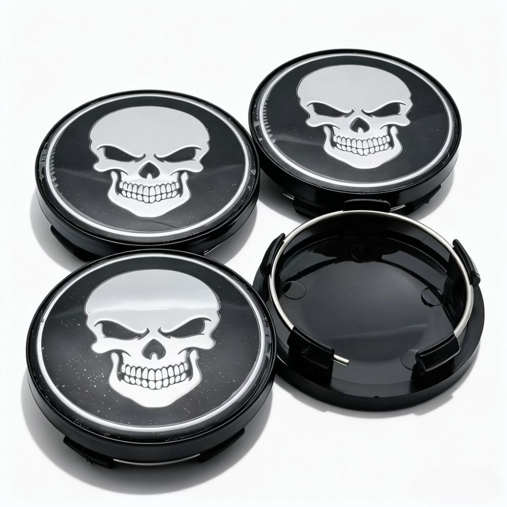 4pcs/Set SKULL Logo Emblem Badge Car Wheel Center Caps 58MM 54MM Wheel Rim Hubcaps Hub Center Dust Cover Replace Car Accessories Skull Logo Badge&4pcs T58 Wheel Caps