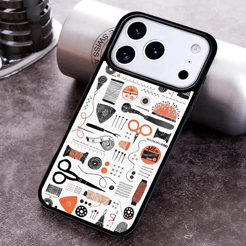 Sewing Machine Pattern soft Phone Case For iPhone 17,16e,15,14,13,12,11,Mini,Pro,MAX soft Silicone Cover