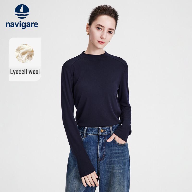Navigare Women's Mock Neck Slim Fit Long Sleeve T-Shirt