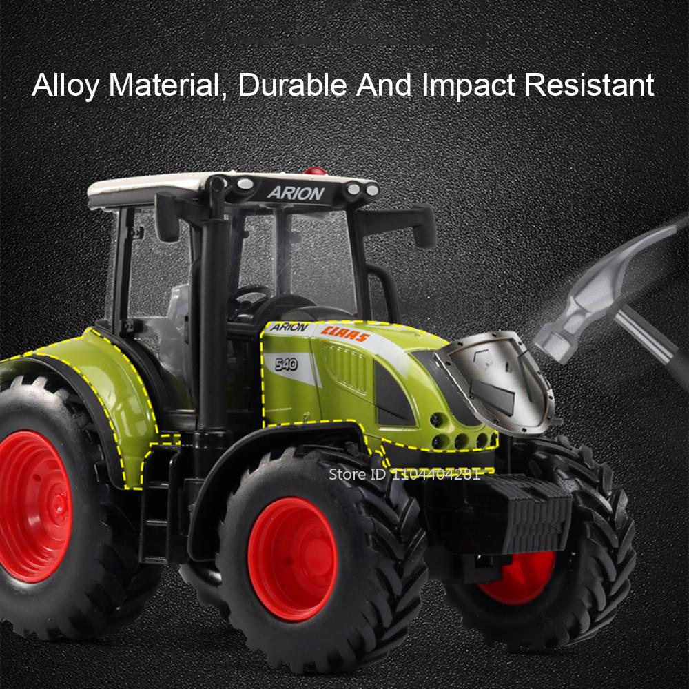 1:32 Agricultural Tractor Alloy Model Toy Diecast Car Front Wheel Steering Rubber Tires Miniature Vehcies Children's Puzzle Toys