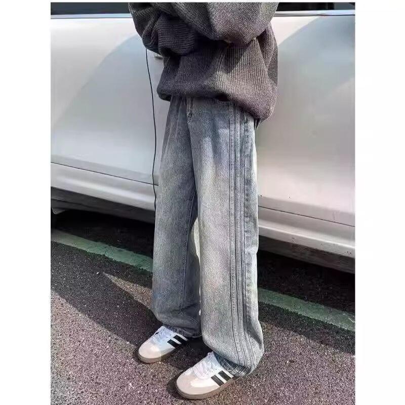 American retro micro-pull jeans men's high street flared pants washed old casual pants trendy literary new models