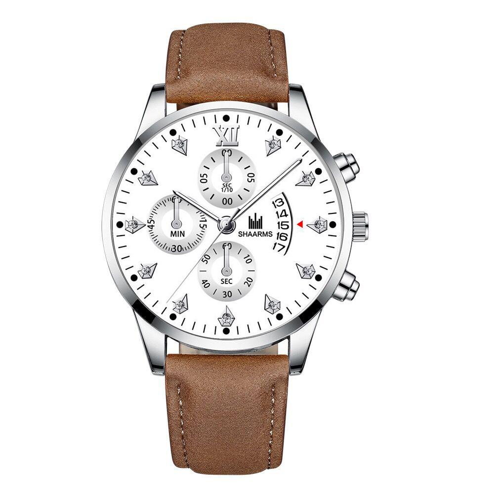 Mens Roman Leather Quartz Watch With Calendar Decor For Business Professionals