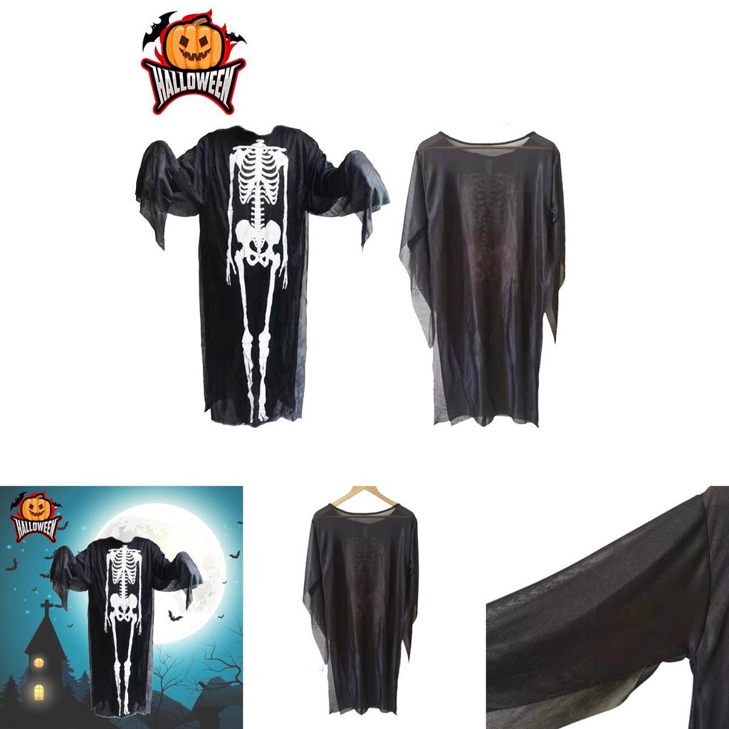 Halloween Skeleton Ghost Fancy Dress Cosplay Costume For Adults And Kids