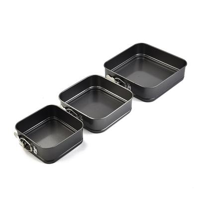3Pcs Set Square Cake Tins for Mold Non Baking Bake Trays Pan Leak Proof Seal Oven Safe Carbon Steel for Cakes Mousse Torte