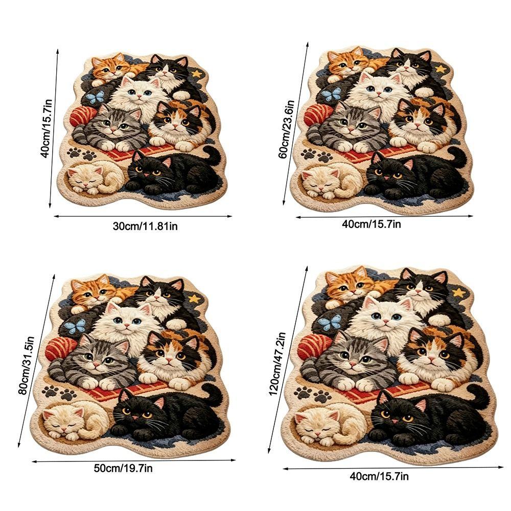 Washable Cat Print Rug Plush Carpet New Bedside Rug  Home Decoration