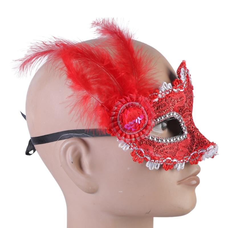 Masquerade Mask Wedding Carnival Party Performance Costumes Sex Lady Lace Mask Venice Feather Sexy Halloween Mask Gift