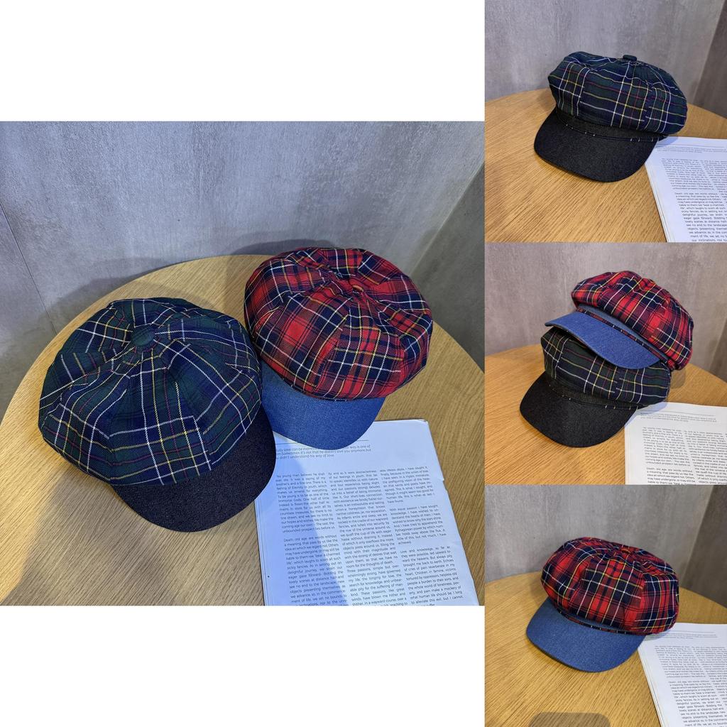 Retro Spliced Checkered Bucket Hat With Curved Brim For Kids And Teens
