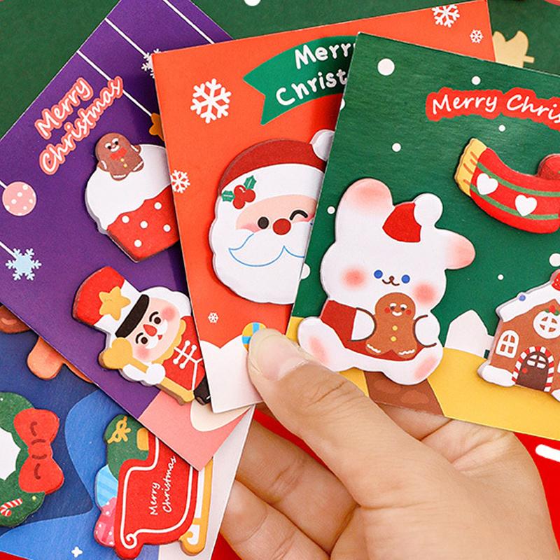 60Sheets Cartoon Christmas Sticky Notes Cute Shaped Memo Pad Christmas Gift Decoration Self-Adhesive Bookmarks School Supplies