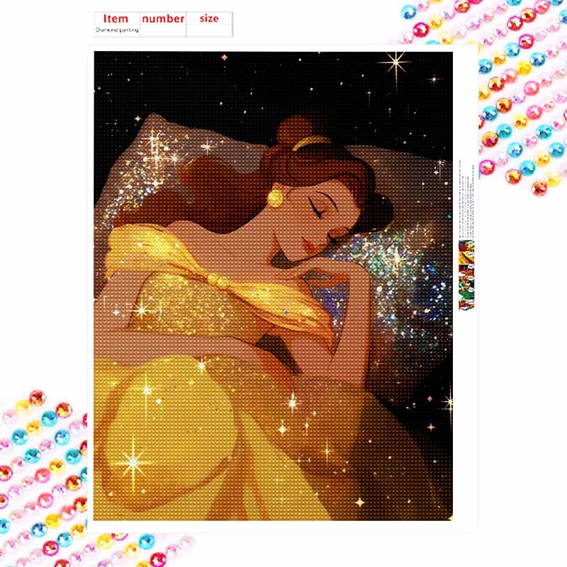 Disney DIY Diamond Painting 5d Belle Sleeping In Starry Night Cross Stitch Diamond Living Room Bedroom Decoration Painting