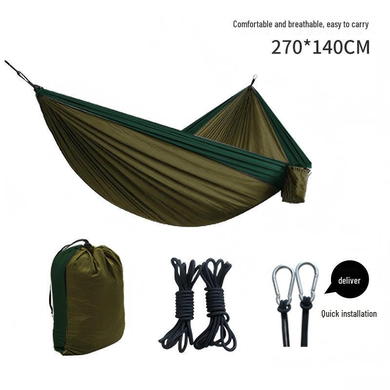 Nylon Parachute Cloth Hammock: Outdoor/Indoor, Color Block Design, Single/Double, Leisure Swing