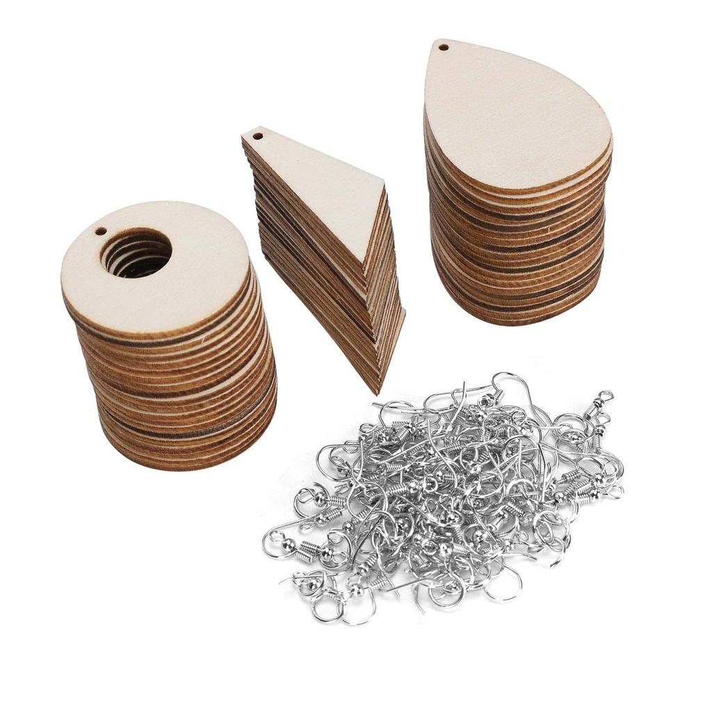 Wooden Earrings Unfinished Blank Teardrop DIY Pendants Stylish HandMade Supplies