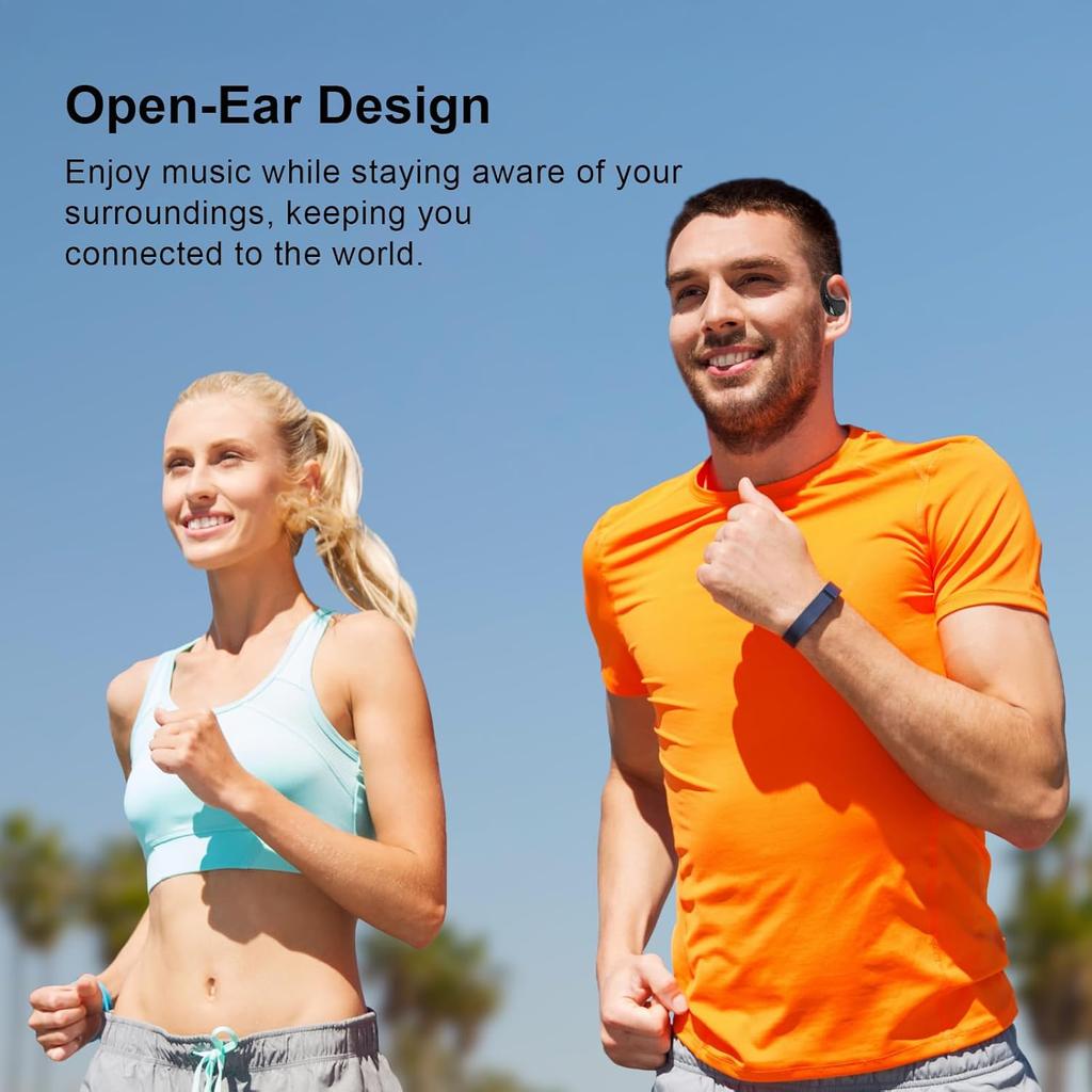 Open Ear Clip Wireless Earbuds Bluetooth 5.4 Headphones Open Ear Built-in Mic, IPX5 LED Display Charging Case,Ear Hooks Earphones for Running Fitness