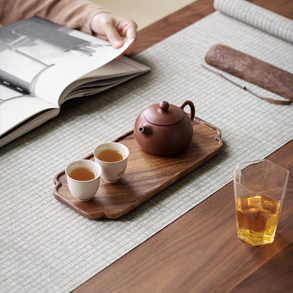 Simple Walnut Tea Tray Wooden Round Dinner Plates Leaf Storage Serving Platter Tray Tea