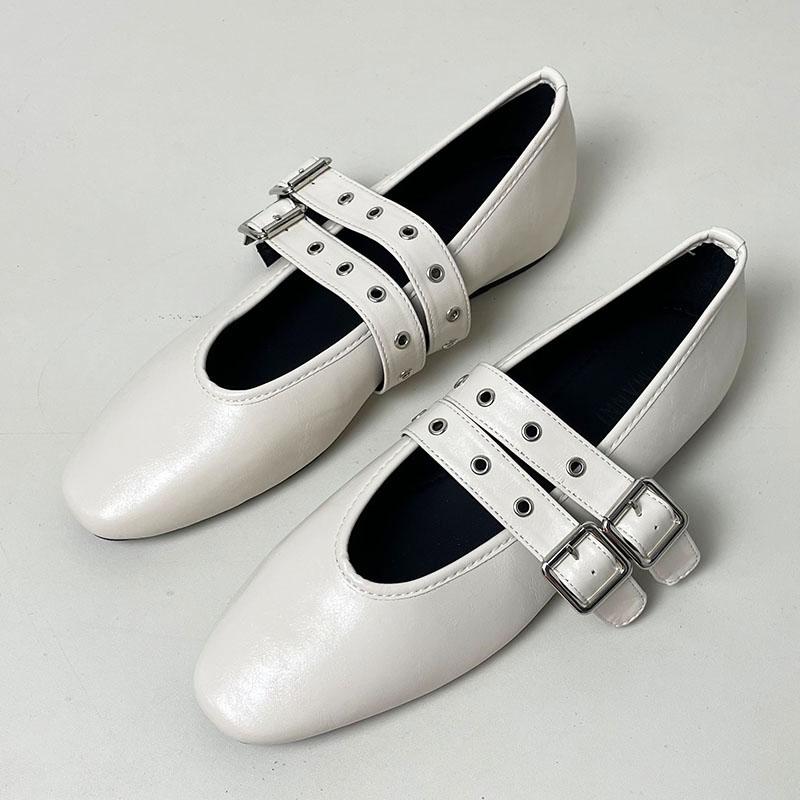 Fashion Luxury Female Soft Footwear Round Toe Ladies Flats With Shoes Shallow Fashion Buckle Strap Shoes Flats Mary Janes For Women