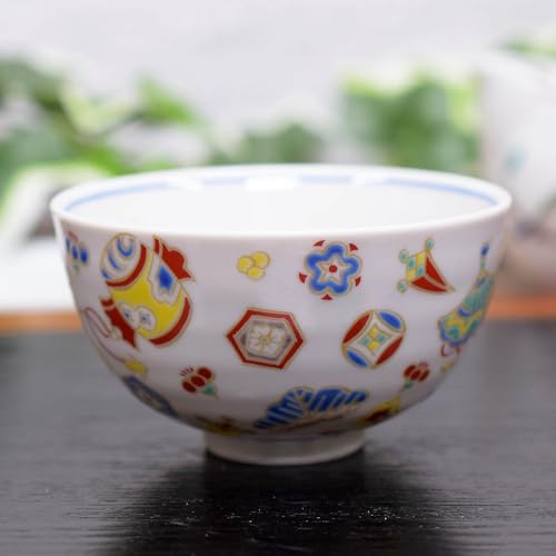 Waza no Kura Small Kutani Ware Rice Bowl, Treasure-filled Ceramic, Japanese Tableware, Stylish Birthday Gift