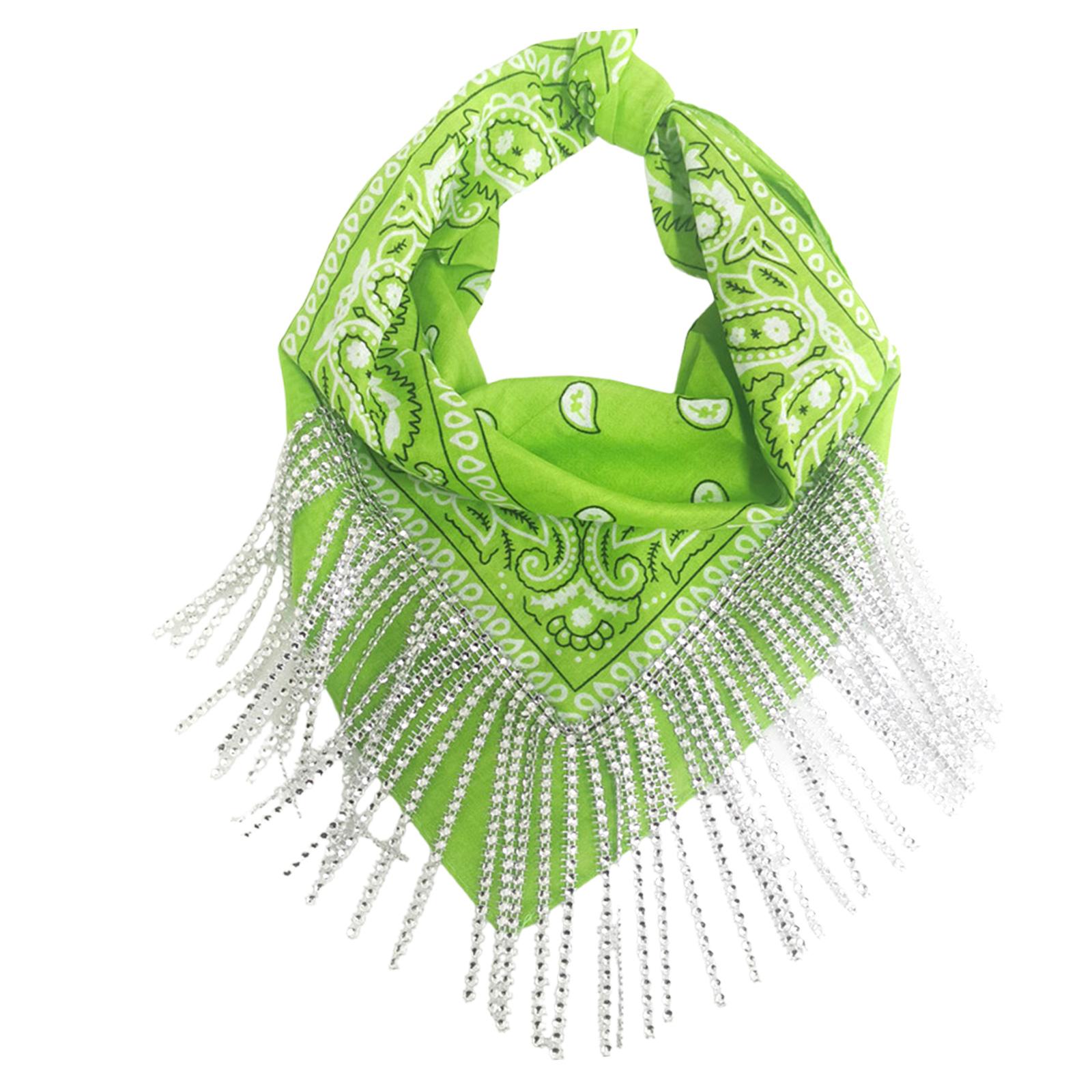 

Eye Catching Fringe Bandana Headscarf Comfortable and Breathable Cashew Pattern Headscarf Headwear for Everyday Wear зелений