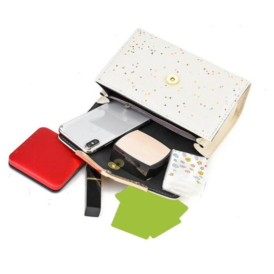 Women Shoulder Bag Faux Pearl Bow Pendant Decor Sequin Hard Shell Faux Leather Crossbody Bag Commuting Travel