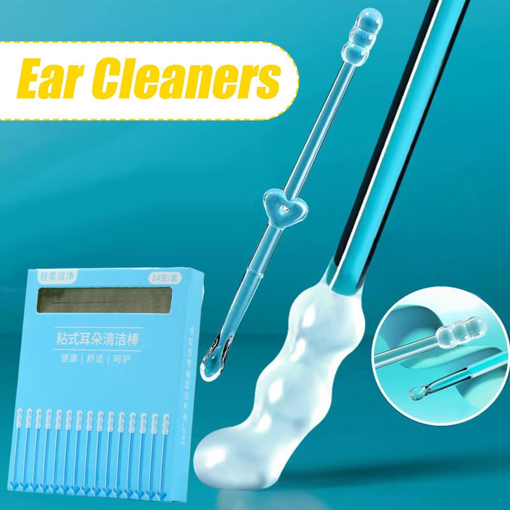 Ear Stick 24-Piece Self Adhesive Tip Portable Stick Ear Cleaners For Adults For Kids Baby Grooming Travel Care Home