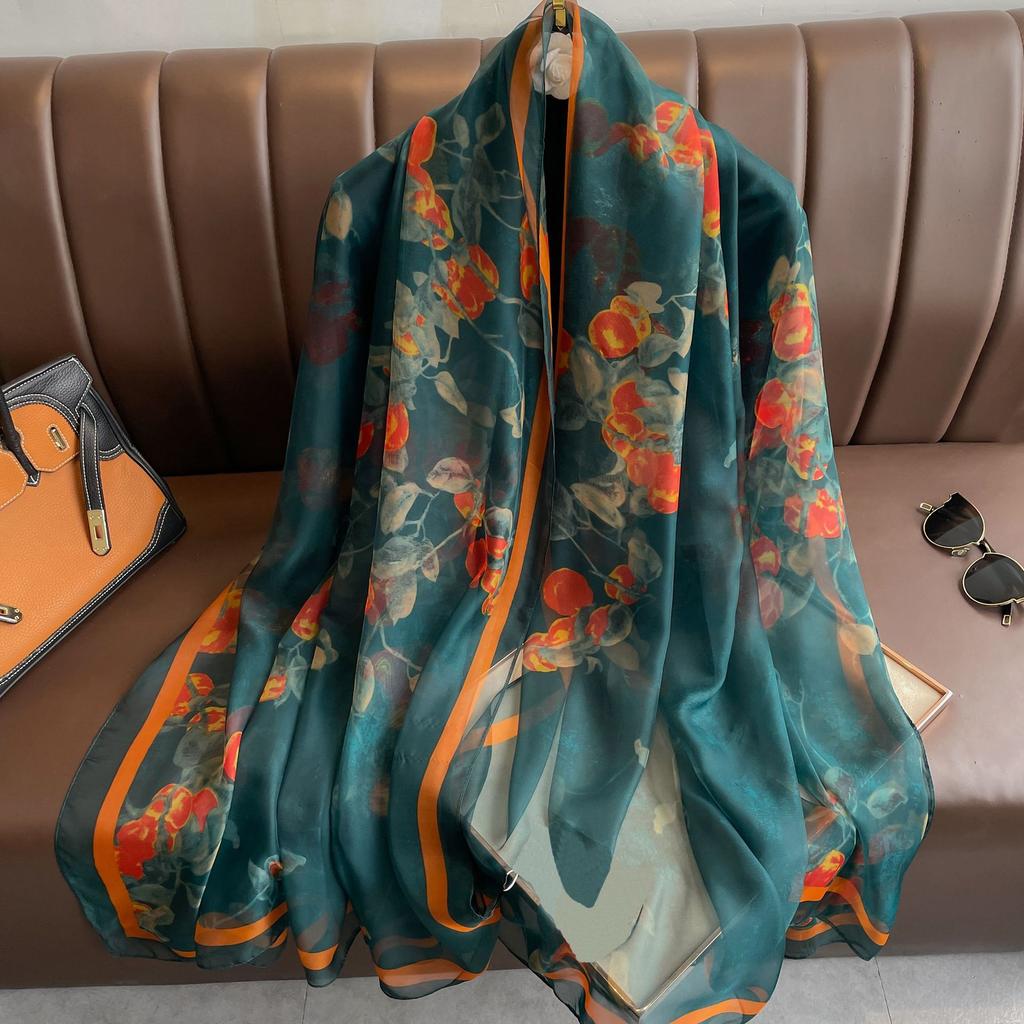 Luxury Silk Scarf Hijab Women Soft Warm Pashmina Neck Beach Stoles  Head Scarves Echarpe Shawl Large Wrap Echarpe Bandana