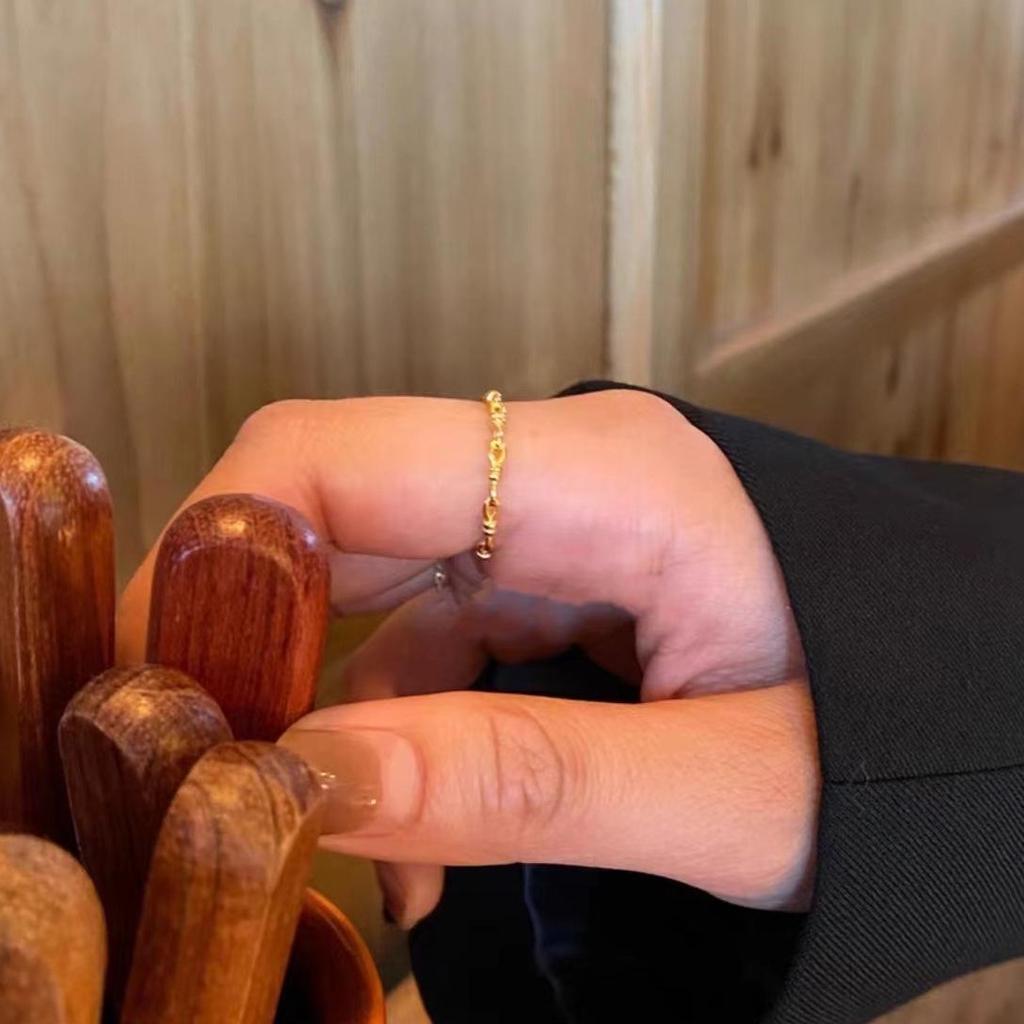 Vietnam Sand Gold Knot Ring: Damenschmuck aus Messing, vergoldet, verstellbar