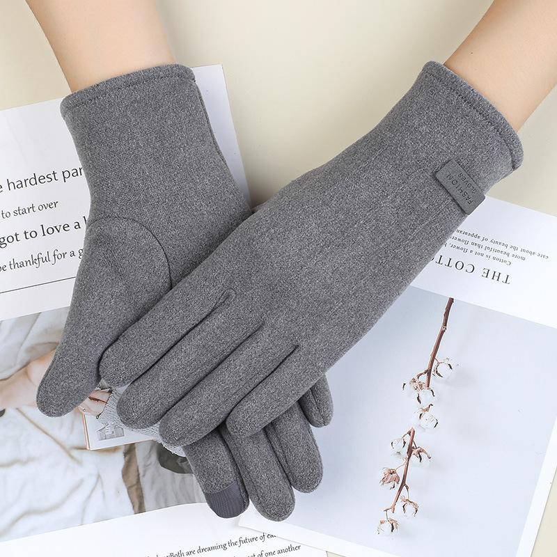 Warm Gloves for Women Rabbit Fleece Cute Bow Thickened Plush Windproof Riding Touch Screen Autumn and Winter Gloves