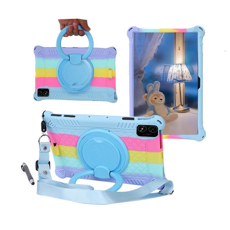 Rotatable Leather-Texture Silicone Case for Teclast T40 5G Tablet, Anti-Drop Protection