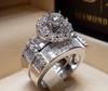 European-American Fashion Ladies' Platinum Engagement Ring Set R5334