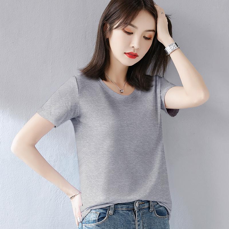 Women's 2022 Green Heart-Shaped V-Neck Short-Sleeve Cotton T-Shirt - Trendy Summer Wear