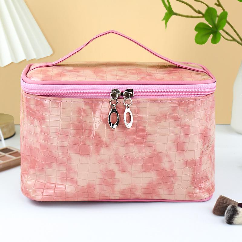 Women's Stone Pattern Cosmetic Bag - Stylish Large-Capacity Travel Toiletry Organizer