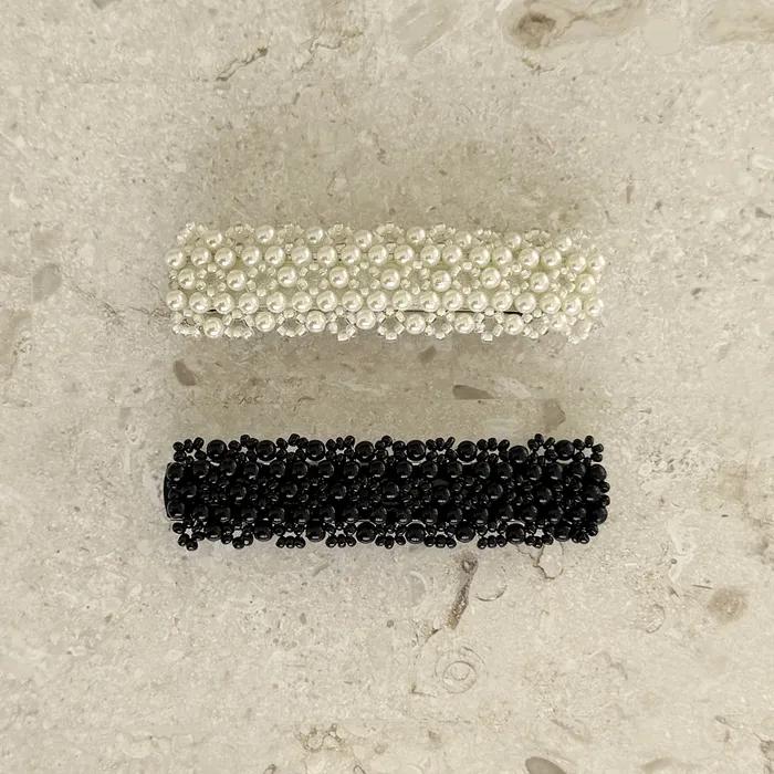 pearl beads rectangle hair pin (2colors)
