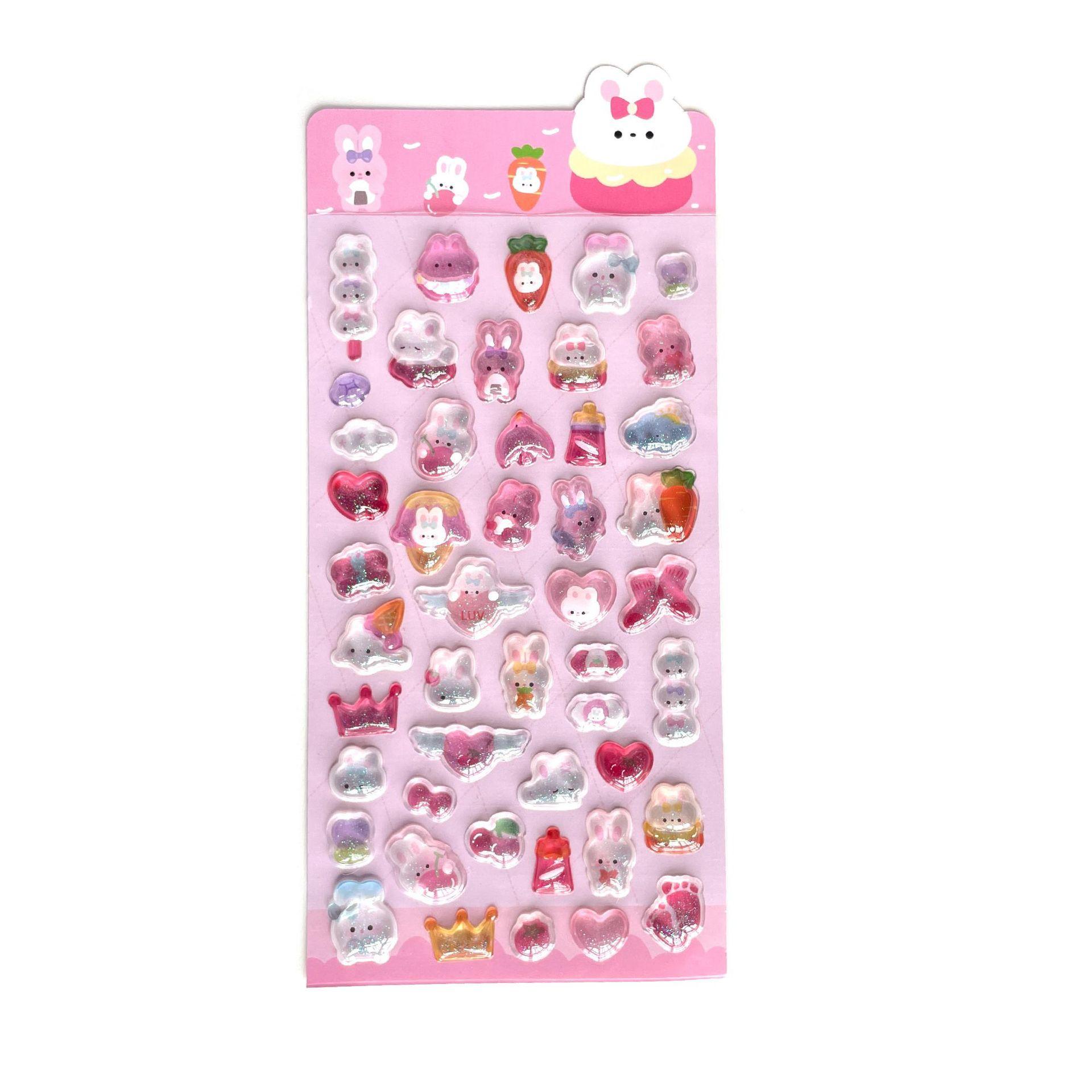 

1PCS Cute 3D Relief Jelly Crystal Stickers Kawaii Cartoon Decals Waterproof DIY Sticker розовый