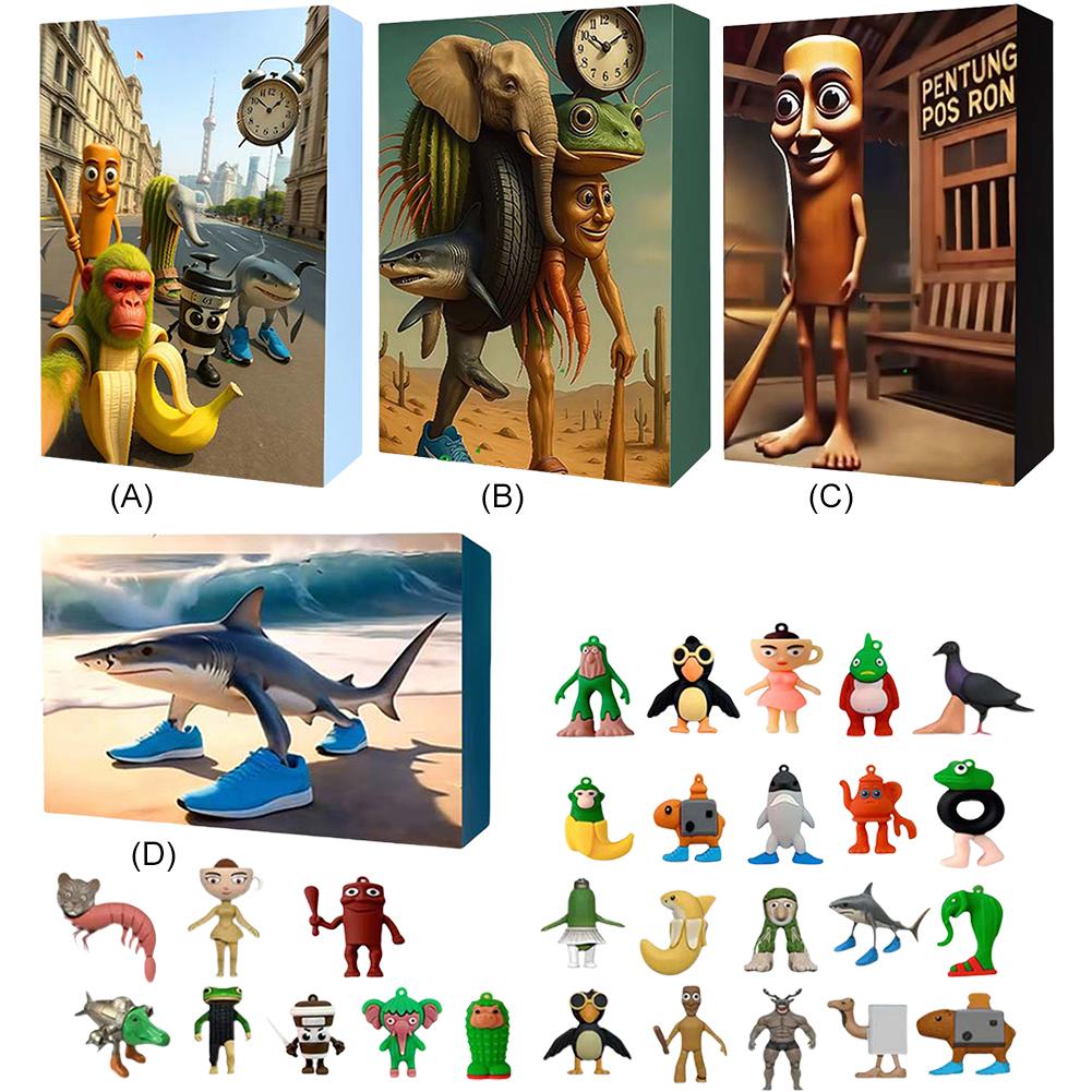 3D Tung Sahur Advent Calendar Tralalero Tralala Figure 24 Day Tung Sahur Mini Figure Countdown Calendar Collection Decoration