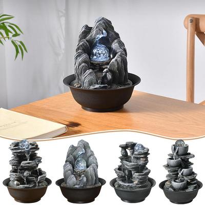 Handmade Gifts Cascading Rock Tabletop Water Fountains Waterfall Tiered Stone Home and Office Lucky Fengshui Fountain Humidifier