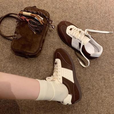 Maillard Lace-up Small Size Flat Bottom Color Matching Sports and Leisure Board Shoes Women